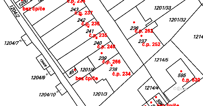 Hylváty 266, Ústí nad Orlicí na parcele st. 239 v KÚ Hylváty, Katastrální mapa