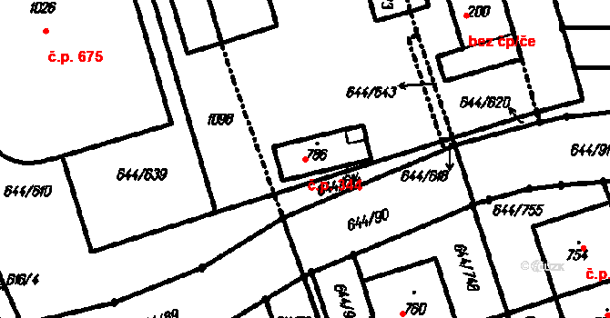 Vestec 344 na parcele st. 786 v KÚ Vestec u Prahy, Katastrální mapa