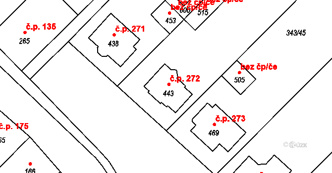 Dukovany 272 na parcele st. 443 v KÚ Dukovany, Katastrální mapa