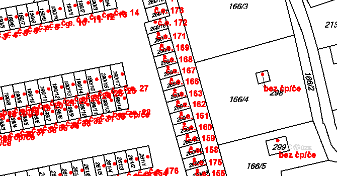 Loučná 163, Lom na parcele st. 260/5 v KÚ Loučná u Lomu, Katastrální mapa