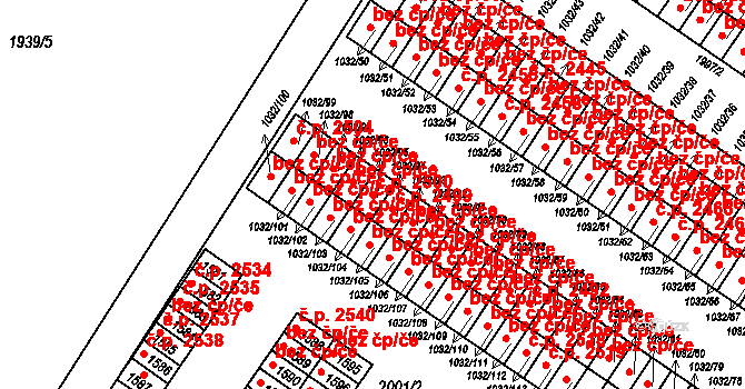 Uničov 2500 na parcele st. 1032/95 v KÚ Uničov, Katastrální mapa
