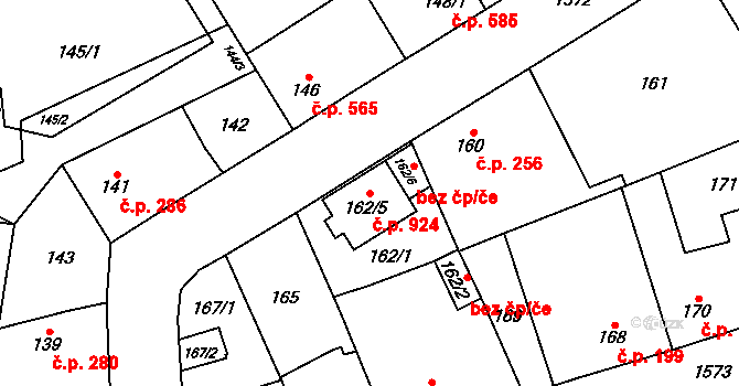 Řeporyje 924, Praha na parcele st. 162/5 v KÚ Řeporyje, Katastrální mapa
