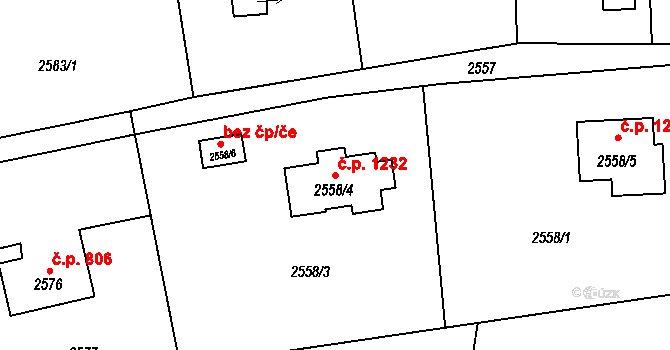 Dolní Lutyně 1232 na parcele st. 2558/4 v KÚ Dolní Lutyně, Katastrální mapa