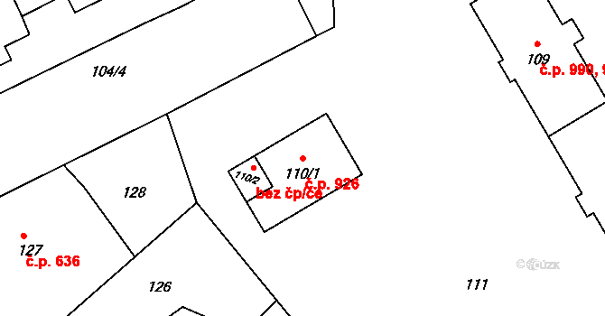 Kopřivnice 926 na parcele st. 110/1 v KÚ Kopřivnice, Katastrální mapa