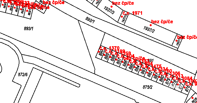 Chomutov 1370 na parcele st. 890 v KÚ Chomutov I, Katastrální mapa
