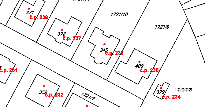 Rudíkov 236 na parcele st. 345 v KÚ Rudíkov, Katastrální mapa