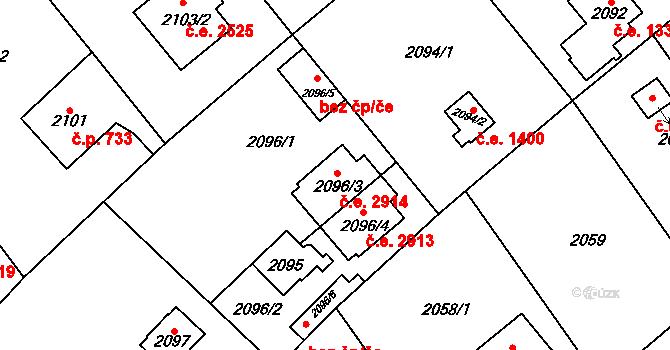 Bolevec 2914, Plzeň na parcele st. 2096/3 v KÚ Bolevec, Katastrální mapa