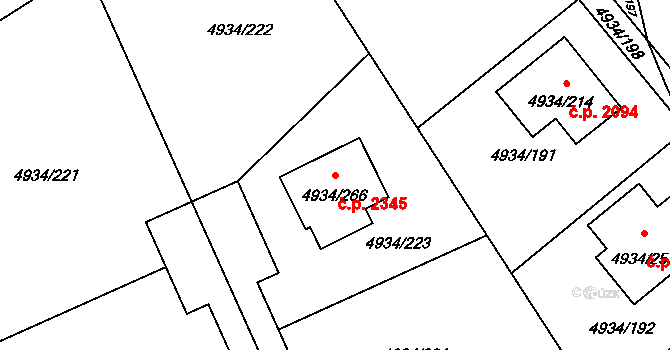 Zábřeh 2345 na parcele st. 4934/266 v KÚ Zábřeh na Moravě, Katastrální mapa