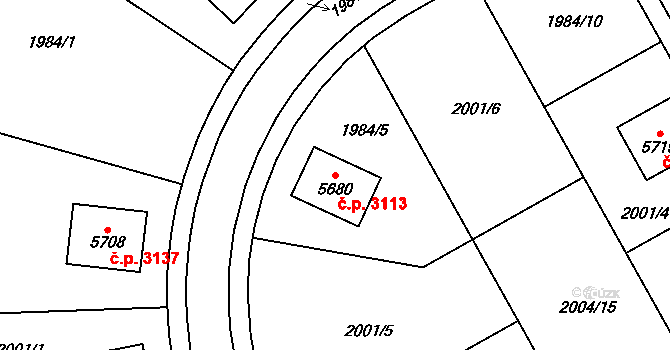 Dvůr Králové nad Labem 3113 na parcele st. 5680 v KÚ Dvůr Králové nad Labem, Katastrální mapa