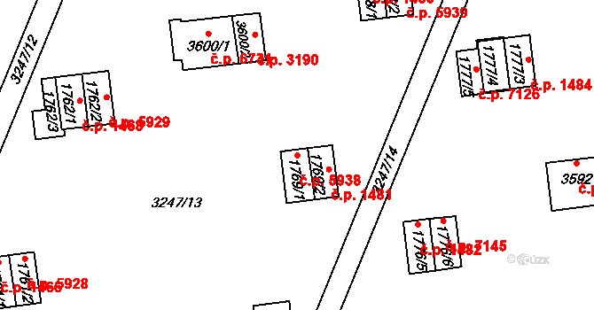 Zlín 5938 na parcele st. 1769/1 v KÚ Zlín, Katastrální mapa