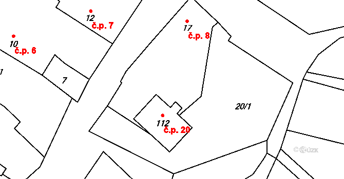 Broumovice 8, Neustupov na parcele st. 17/1 v KÚ Broumovice, Katastrální mapa