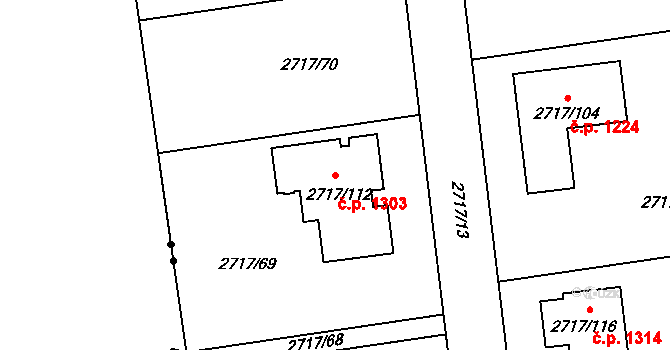 Kylešovice 1303, Opava na parcele st. 2717/112 v KÚ Kylešovice, Katastrální mapa