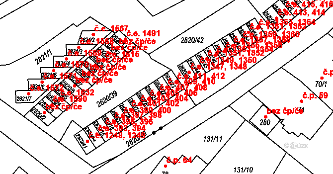 Děčín II-Nové Město 409,410, Děčín na parcele st. 2820/22 v KÚ Děčín, Katastrální mapa