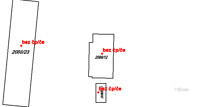 Ostrava 38225531 na parcele st. 2088/12 v KÚ Svinov, Katastrální mapa