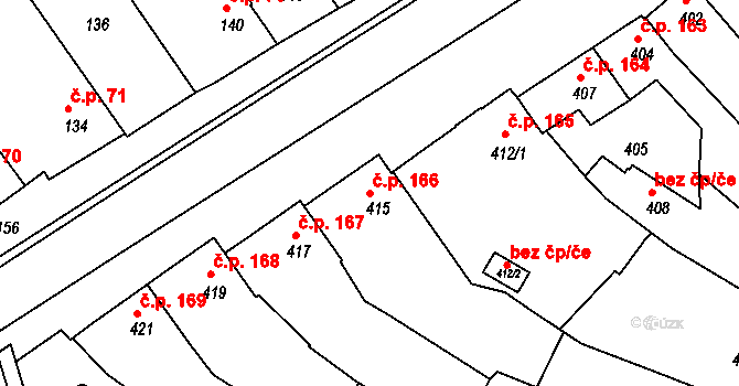 Bylnice 166, Brumov-Bylnice na parcele st. 415 v KÚ Bylnice, Katastrální mapa
