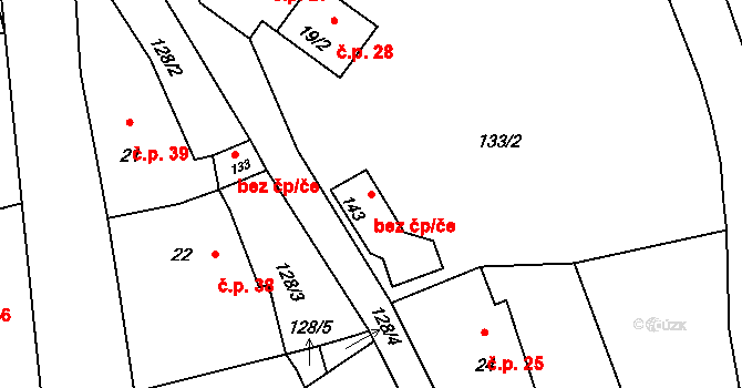 Solnice 38503531 na parcele st. 143 v KÚ Ještětice, Katastrální mapa