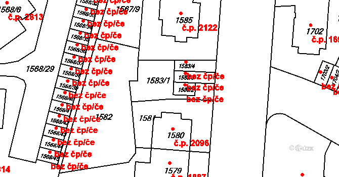 Teplice 39142531 na parcele st. 1583/2 v KÚ Teplice, Katastrální mapa
