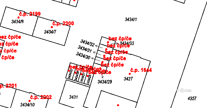 Teplice 39151531 na parcele st. 3434/31 v KÚ Teplice, Katastrální mapa