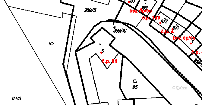 Račice 81, Račice-Pístovice na parcele st. 5 v KÚ Račice, Katastrální mapa