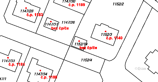 Jemnice 40151531 na parcele st. 1152/14 v KÚ Jemnice, Katastrální mapa