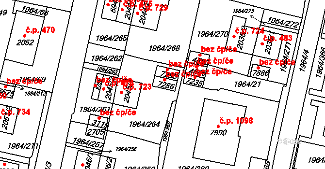 Třebíč 41256531 na parcele st. 7286 v KÚ Třebíč, Katastrální mapa