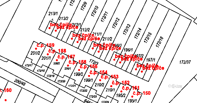 Katusice 42173531 na parcele st. 211/2 v KÚ Katusice, Katastrální mapa