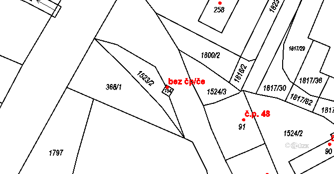 Koryčany 42842531 na parcele st. 154 v KÚ Lískovec, Katastrální mapa