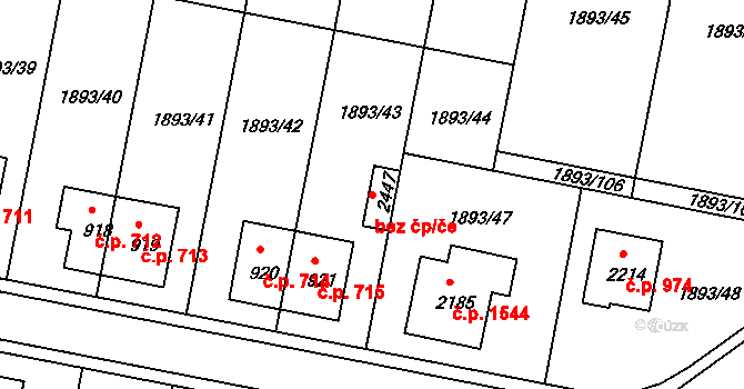 Vlašim 43536531 na parcele st. 2447 v KÚ Vlašim, Katastrální mapa