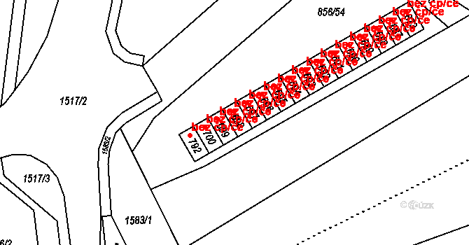 Hanušovice 43600531 na parcele st. 698 v KÚ Hanušovice, Katastrální mapa