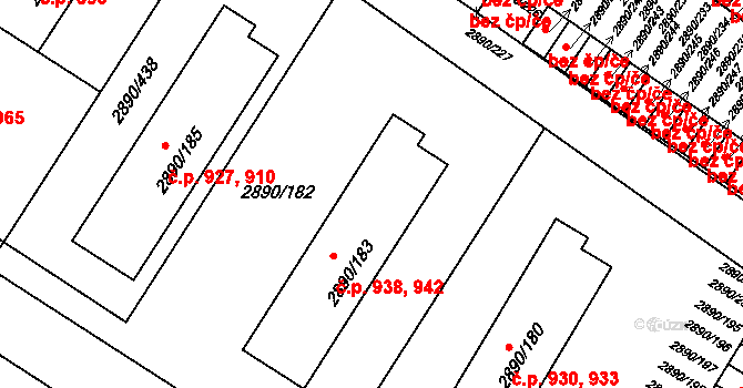 Předměstí 938,942, Opava na parcele st. 2890/183 v KÚ Opava-Předměstí, Katastrální mapa