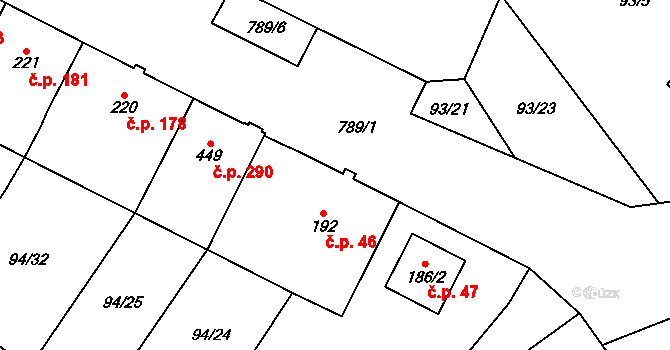 Košťany 45072531 na parcele st. 792 v KÚ Košťany, Katastrální mapa