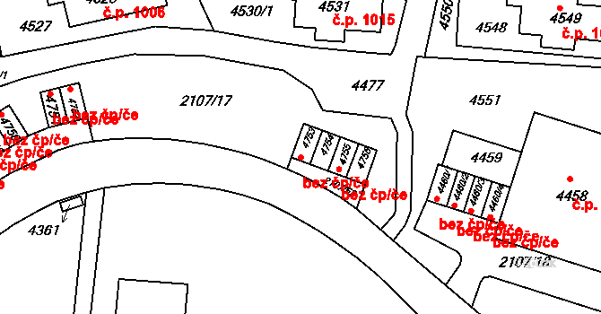 Brno 45573531 na parcele st. 4753 v KÚ Komín, Katastrální mapa