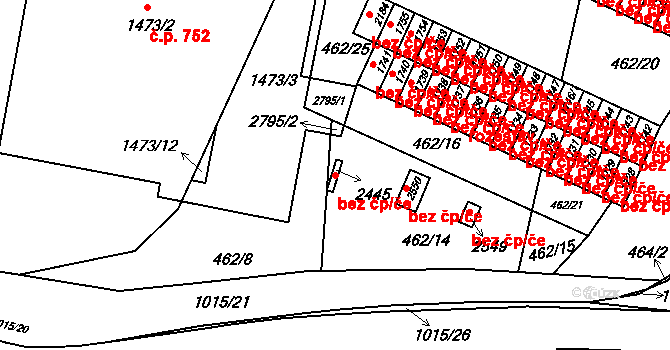 Valašské Meziříčí 45674531 na parcele st. 2445 v KÚ Krásno nad Bečvou, Katastrální mapa