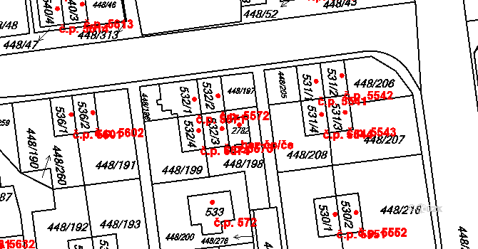 Otrokovice 47873531 na parcele st. 2782 v KÚ Otrokovice, Katastrální mapa