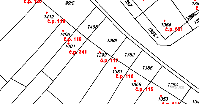 Nivnice 117 na parcele st. 1399 v KÚ Nivnice, Katastrální mapa