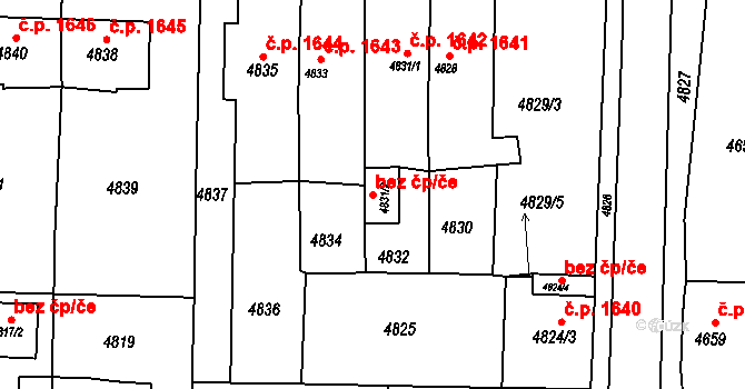 Krnov 48941531 na parcele st. 4831/2 v KÚ Krnov-Horní Předměstí, Katastrální mapa