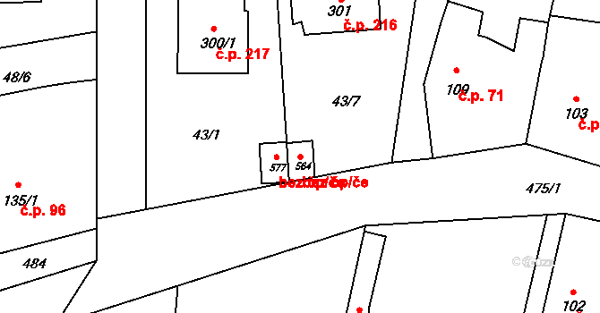 Roudná 49693531 na parcele st. 564 v KÚ Roudná nad Lužnicí, Katastrální mapa