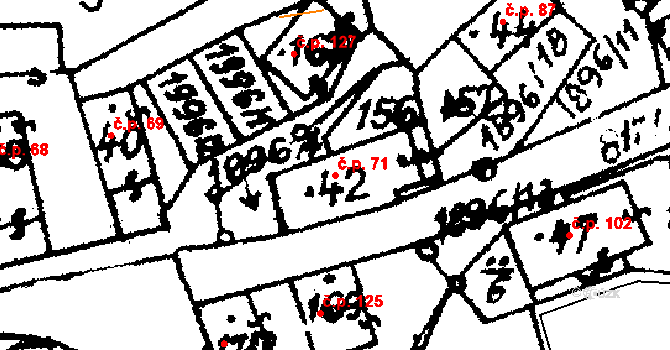 Trhová Kamenice 71 na parcele st. 42 v KÚ Trhová Kamenice, Katastrální mapa
