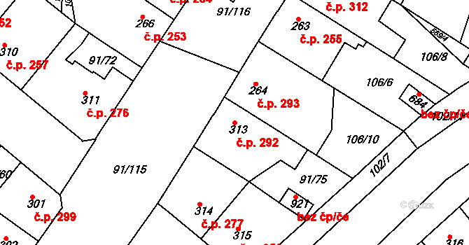 Mikovice 292, Kralupy nad Vltavou na parcele st. 313 v KÚ Mikovice u Kralup nad Vltavou, Katastrální mapa