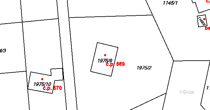 Tichá 569 na parcele st. 1975/9 v KÚ Tichá na Moravě, Katastrální mapa