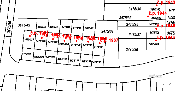 Úvaly 1966 na parcele st. 3475/130 v KÚ Úvaly u Prahy, Katastrální mapa