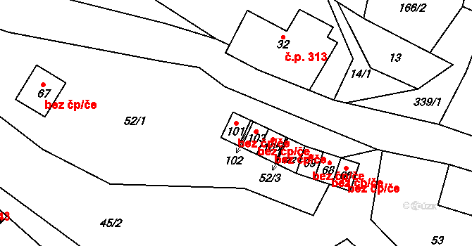 Pecka 80119531 na parcele st. 101 v KÚ Lhota u Pecky, Katastrální mapa