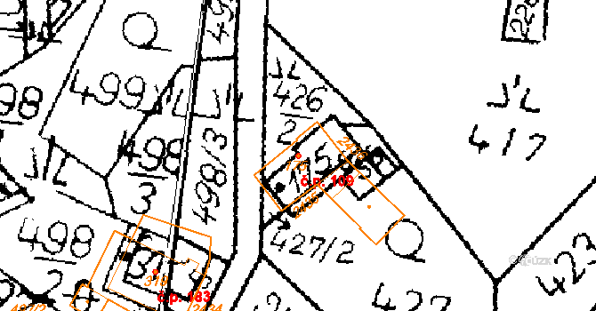 Merboltice 109 na parcele st. 175 v KÚ Merboltice, Katastrální mapa