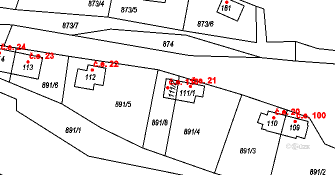 Klokočůvek 110, Odry na parcele st. 111/2 v KÚ Klokočůvek, Katastrální mapa