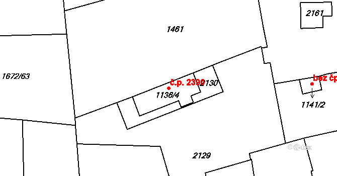 Brandýs nad Labem 2390, Brandýs nad Labem-Stará Boleslav na parcele st. 1136/4 v KÚ Brandýs nad Labem, Katastrální mapa