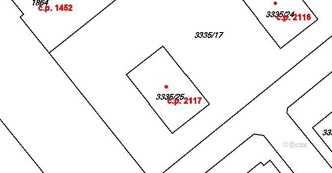 Louny 2117 na parcele st. 3335/25 v KÚ Louny, Katastrální mapa