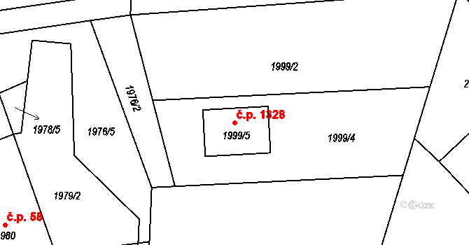 Lyžbice 1328, Třinec na parcele st. 1999/5 v KÚ Lyžbice, Katastrální mapa