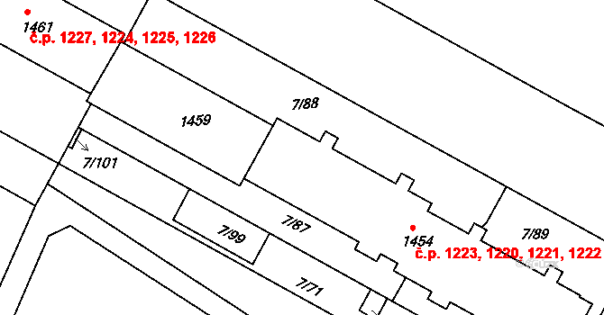 Bystřice pod Hostýnem 1220,1221,1222,1223 na parcele st. 1454 v KÚ Bystřice pod Hostýnem, Katastrální mapa