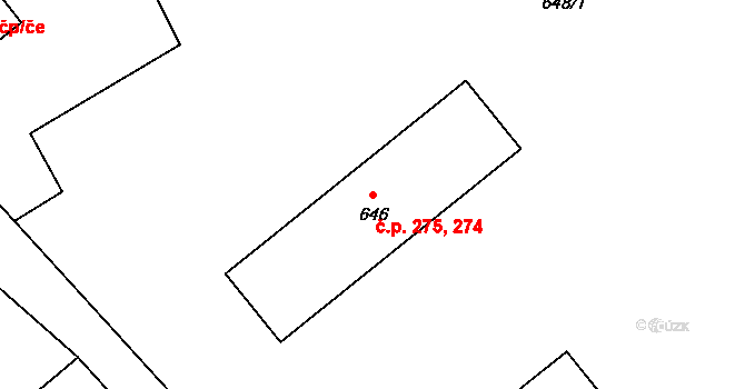 Bělotín 274,275 na parcele st. 646 v KÚ Bělotín, Katastrální mapa