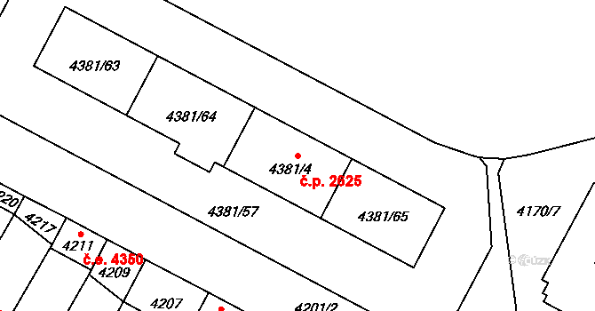 Jihlava 2625 na parcele st. 4381/4 v KÚ Jihlava, Katastrální mapa